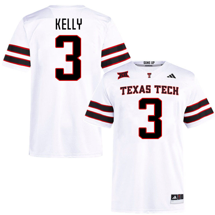 #3 Josh Kelly Texas Tech Red Raiders Jerseys College Football Uniforms Stitched-White